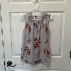 Women’s Jon And Anna Contemporary Sleeveless Ruffle Floral Blue Blouse Top - S